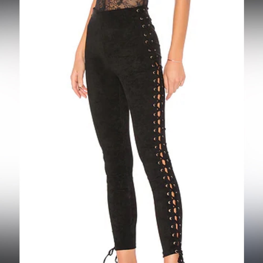 Lovers + Friends XS black leggings laced up on the side